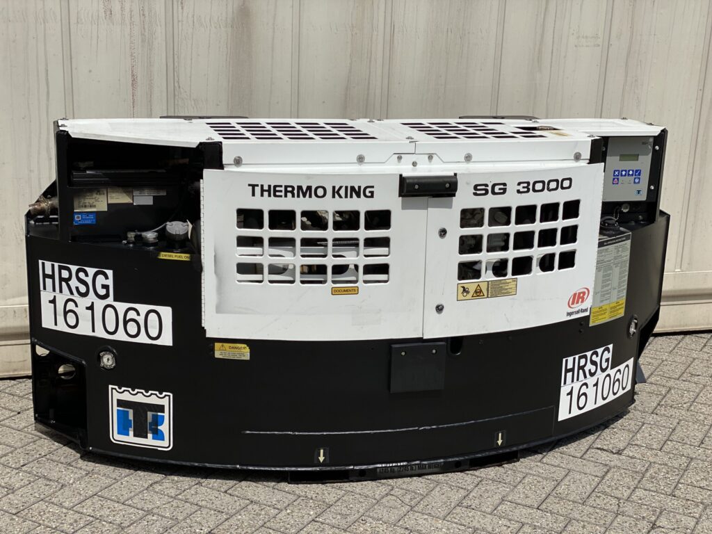 Thermo King SG 3000 genset with a black curved base